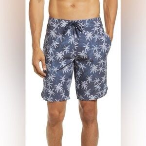 Travis Mathew Men's Palm Tree Sand Bar Board Shorts in Mood Indigo  |  Size: 32